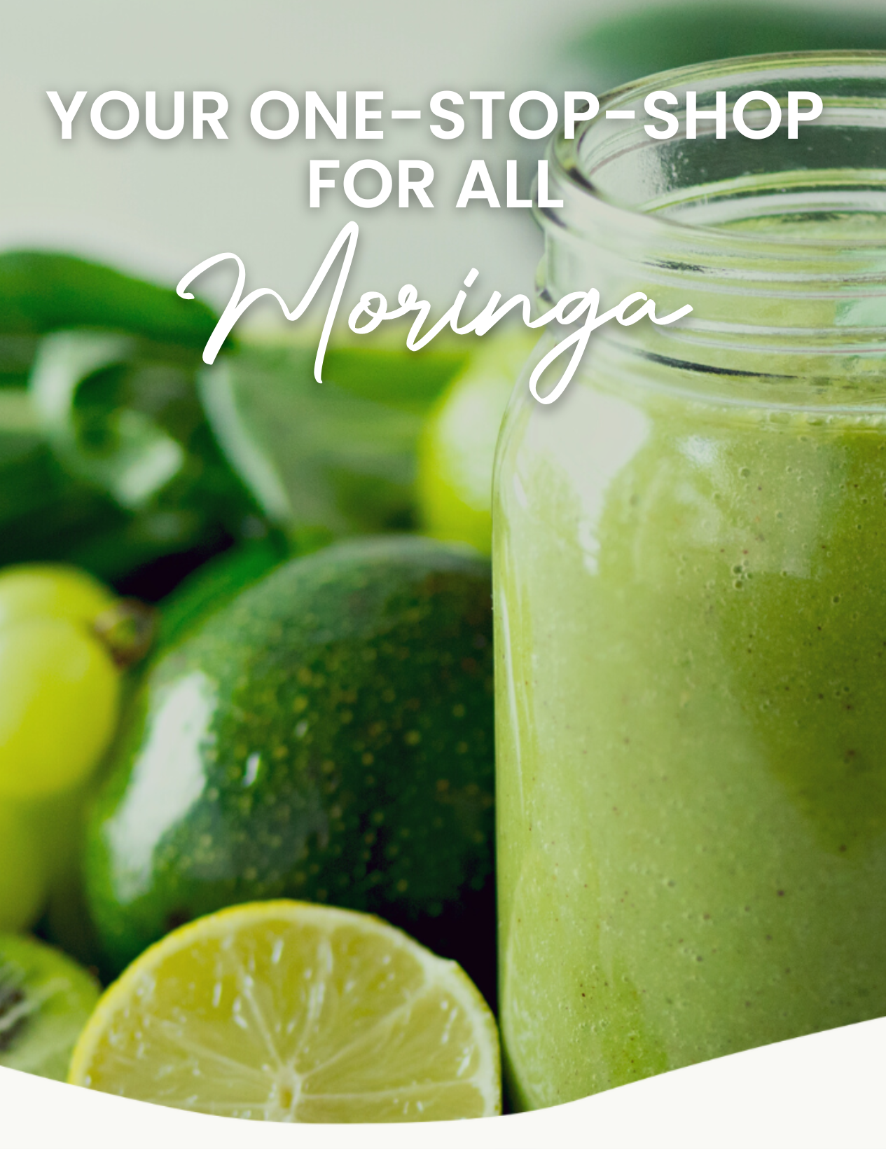 Main Banner. Mostly green vegetables and a green smoothie promoting moringa products you can find in our site by following this link.