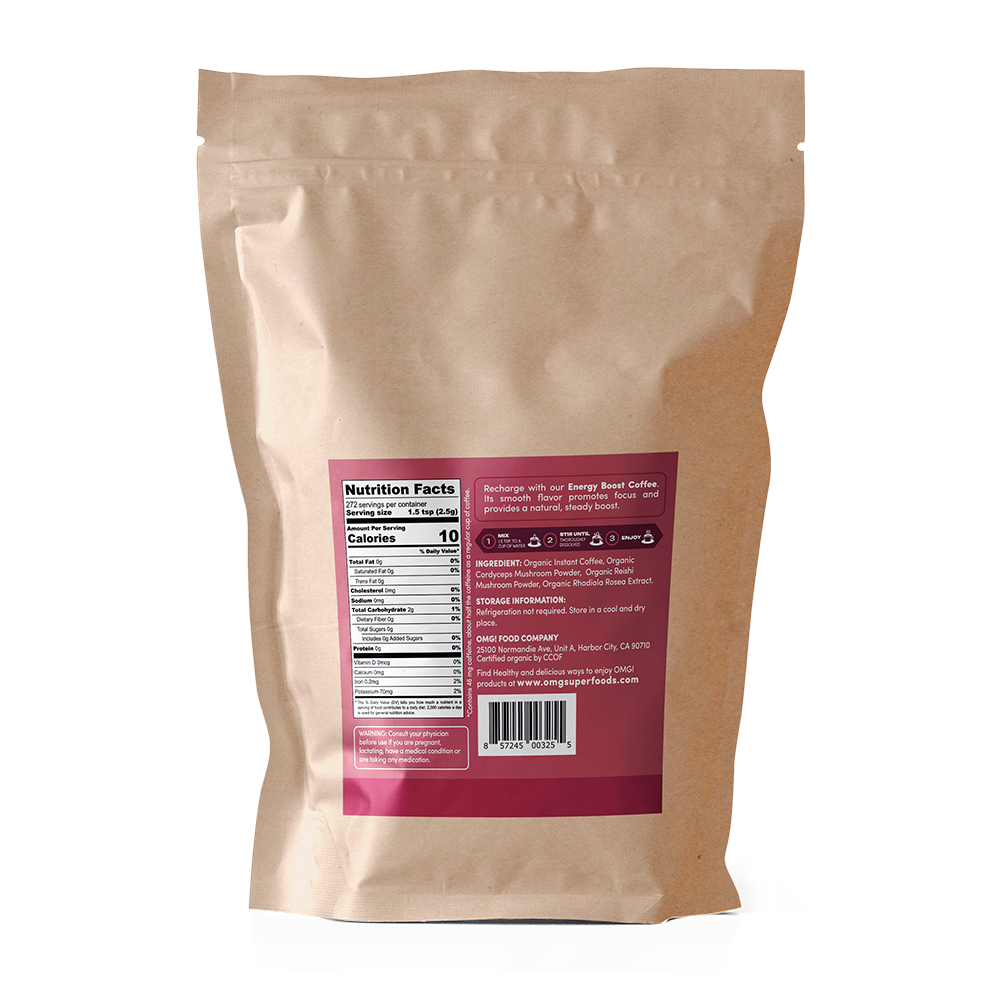 Organic Energy Boost Instant Coffee -  Bulk 1.5lbs